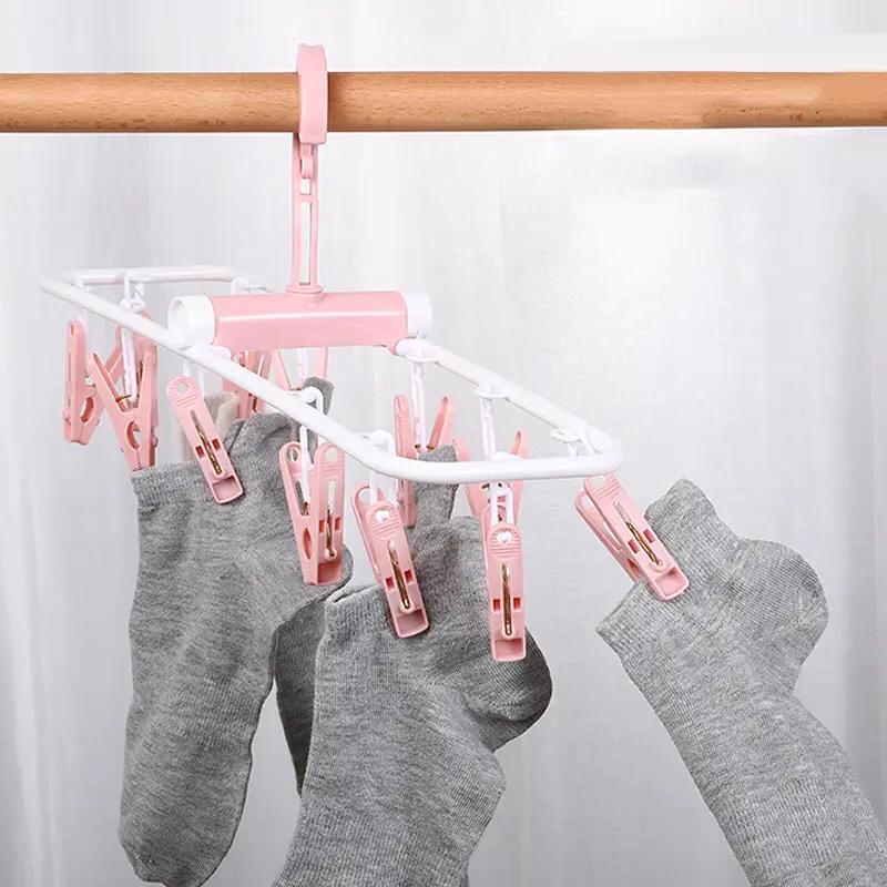 Foldable Portable Hanger Multi-Clip