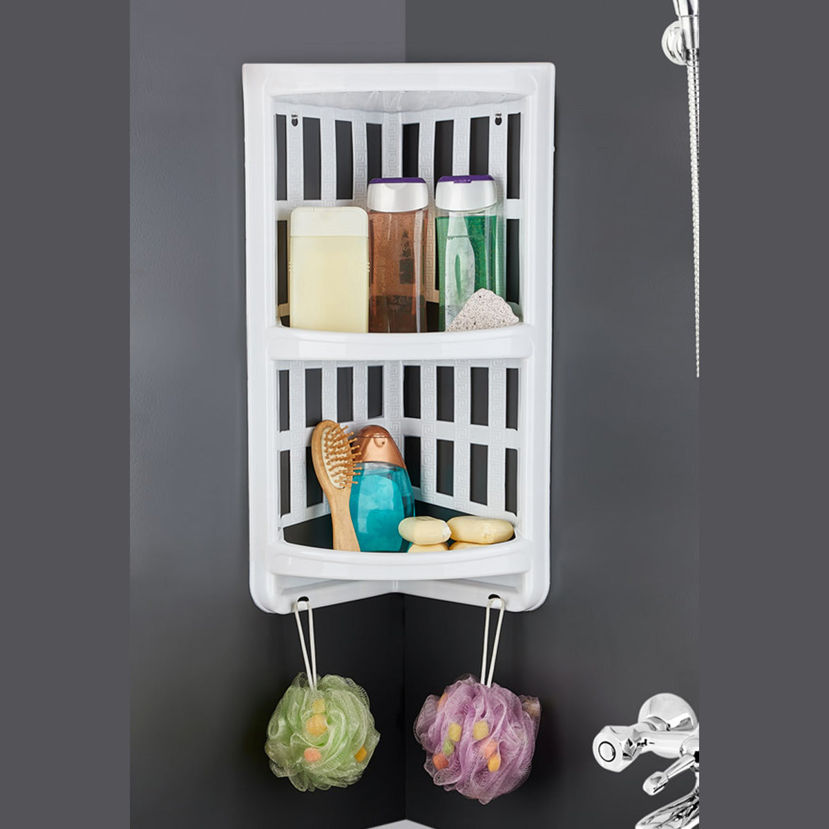 Wall Mount Corner Shelf Rack Organizer for Kitchen &amp; Bathroom