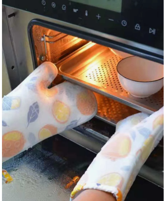 Silicone Cotton Double Layer Mitts Glove - 1 Pc