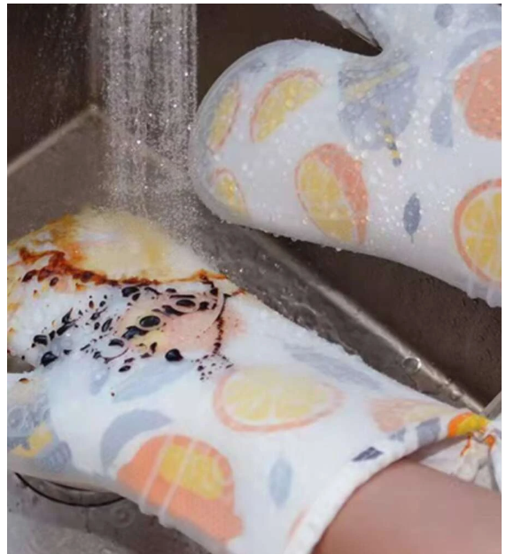 Silicone Cotton Double Layer Mitts Glove - 1 Pc