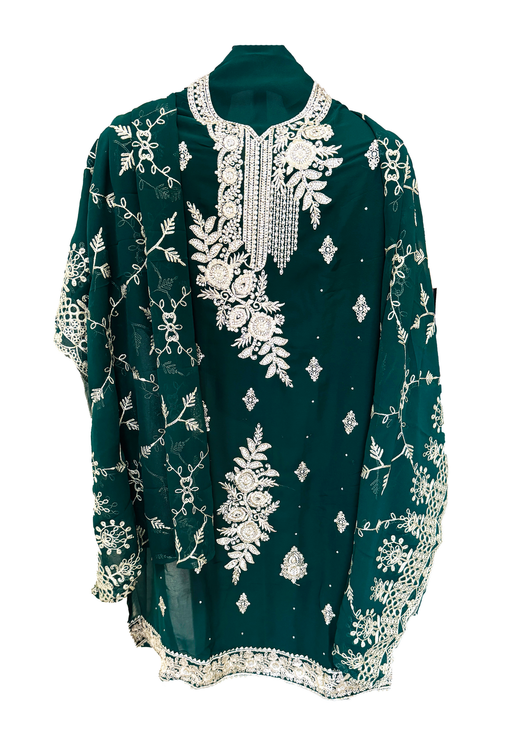 Georgette Embroidery Unstitched Suit Set - Green