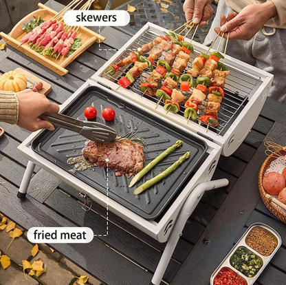 Portable Outdoor Camping Charcoal BBQ Grill – Cylindrical Design