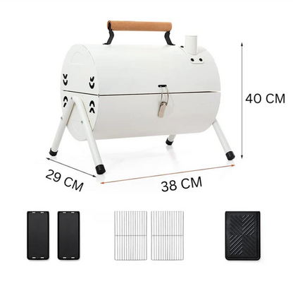 Portable Outdoor Camping Charcoal BBQ Grill – Cylindrical Design