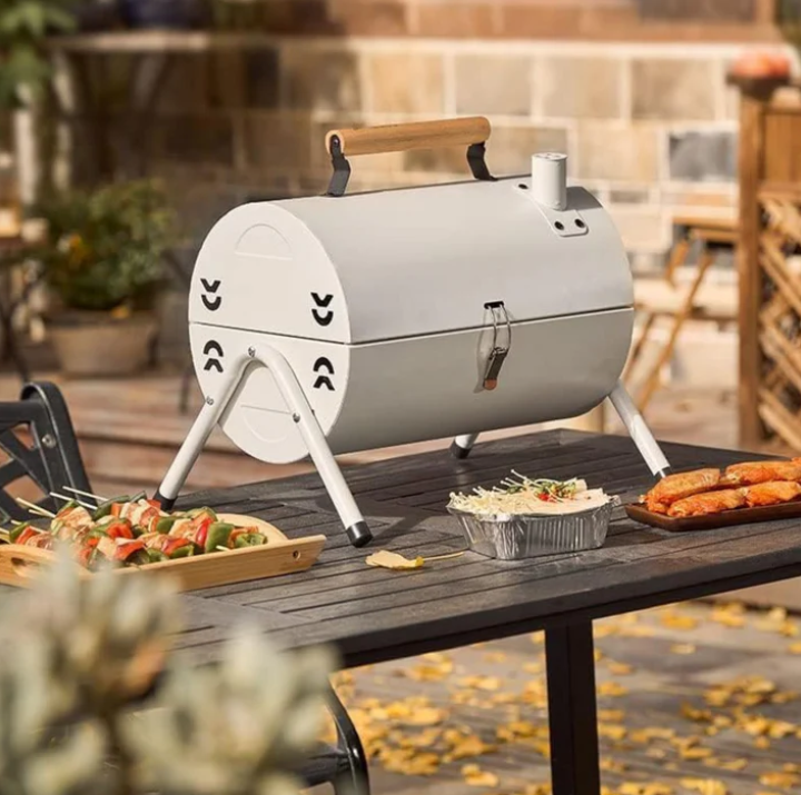 Portable Outdoor Camping Charcoal BBQ Grill – Cylindrical Design