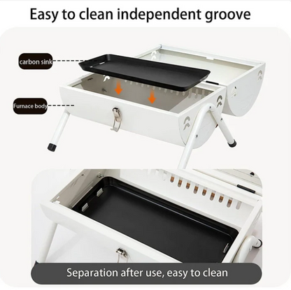 Portable Outdoor Camping Charcoal BBQ Grill – Cylindrical Design