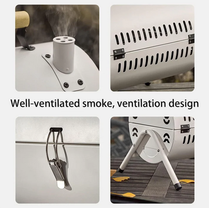 Portable Outdoor Camping Charcoal BBQ Grill – Cylindrical Design