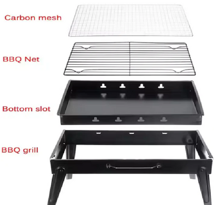 Foldable Charcoal Outdoor BBQ Grill – Portable Stainless Steel Design