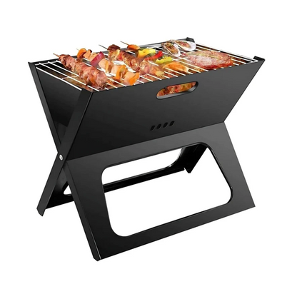 Stainless Steel Portable Camping BBQ Grill with Removable Mesh