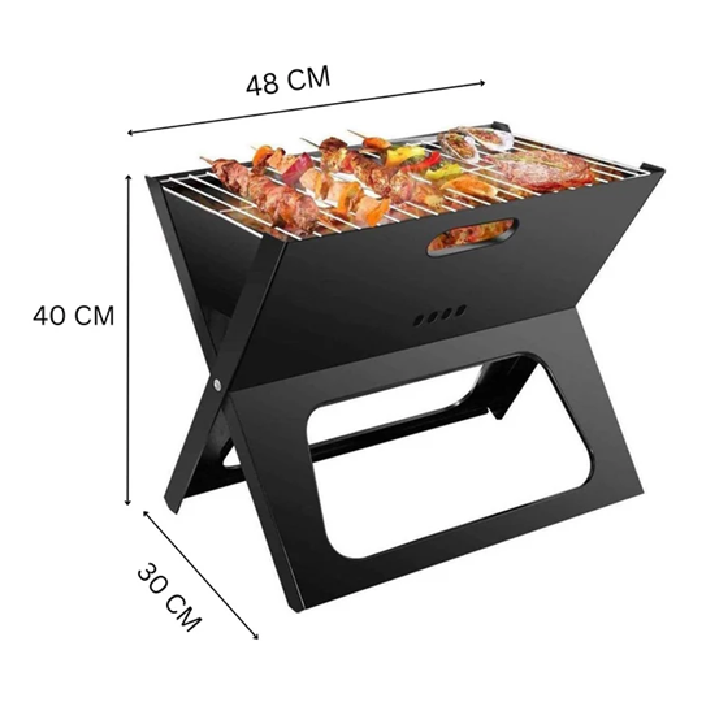 Stainless Steel Portable Camping BBQ Grill with Removable Mesh