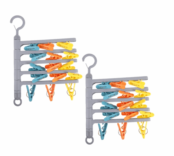Clothes Hanger with Peg Clips