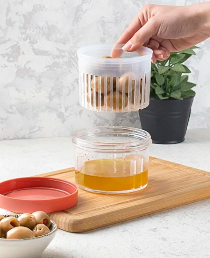 Pickle and Olive Jar with Wet-Dry Separator