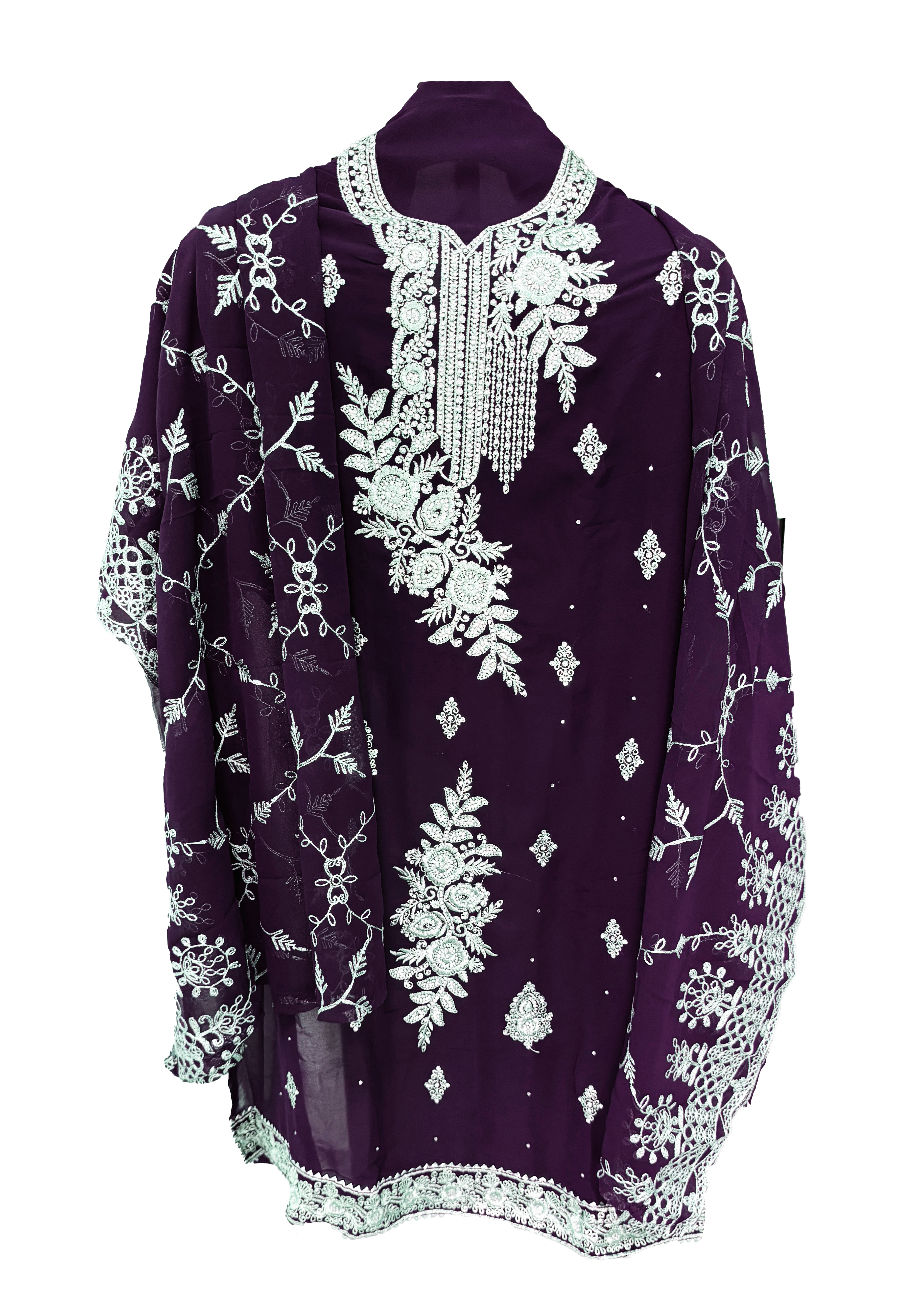 Georgette Embroidery Unstitched Suit Set - Purple