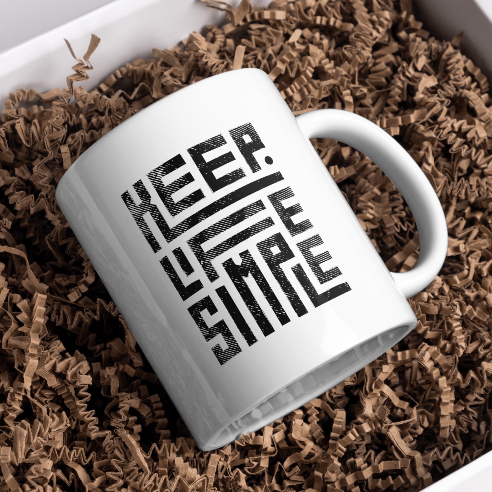 Keep Life Simple Ceramic Coffee Mug | Bold Minimalist Typography Design