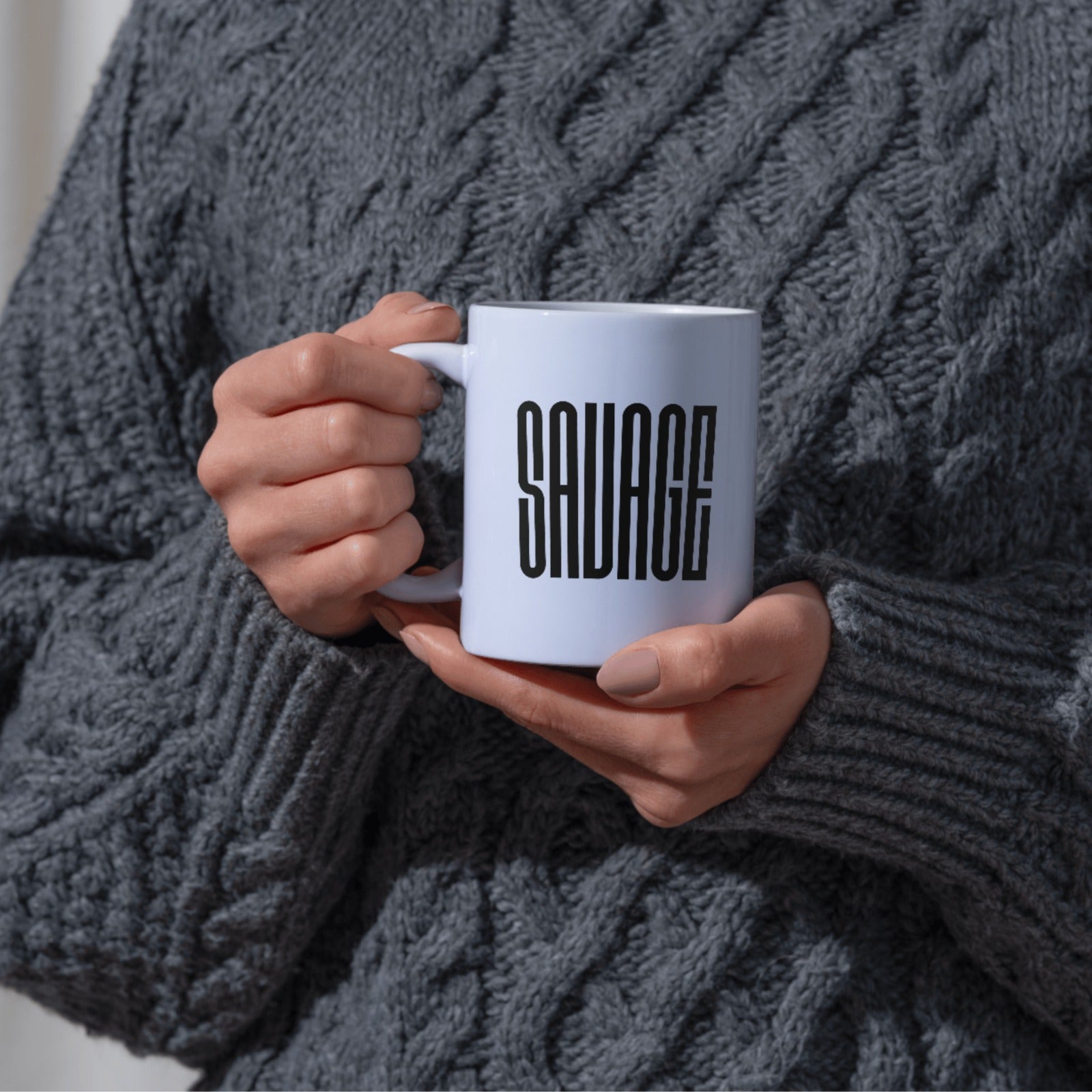Savage Ceramic Coffee Mug | Bold Typography Statement Mug