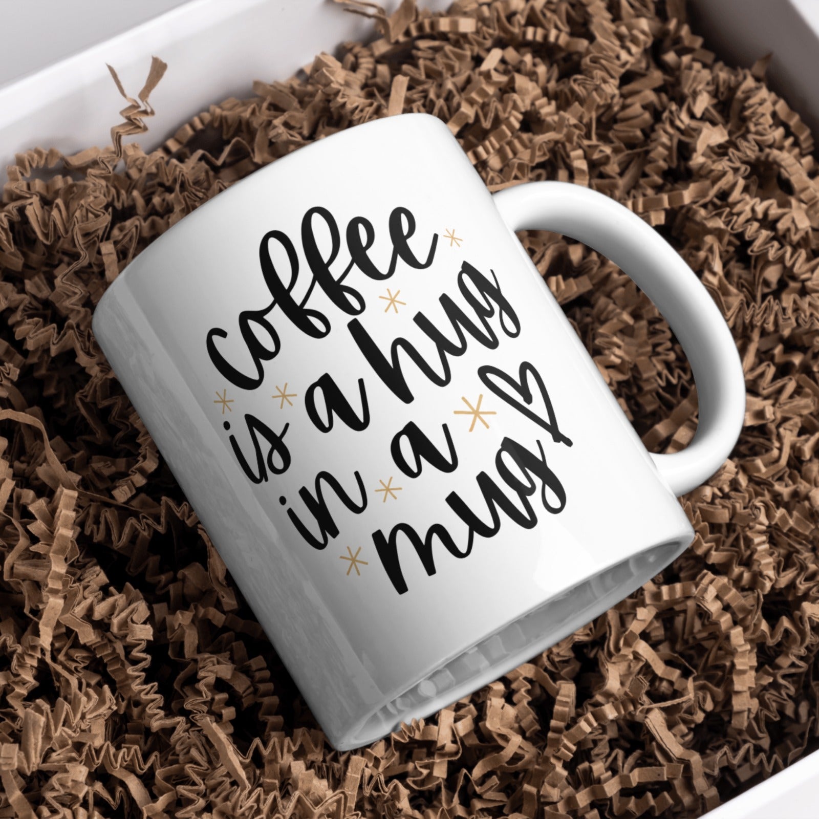 Coffee Is a Hug in a Mug | Cute Calligraphy Ceramic Coffee Mug