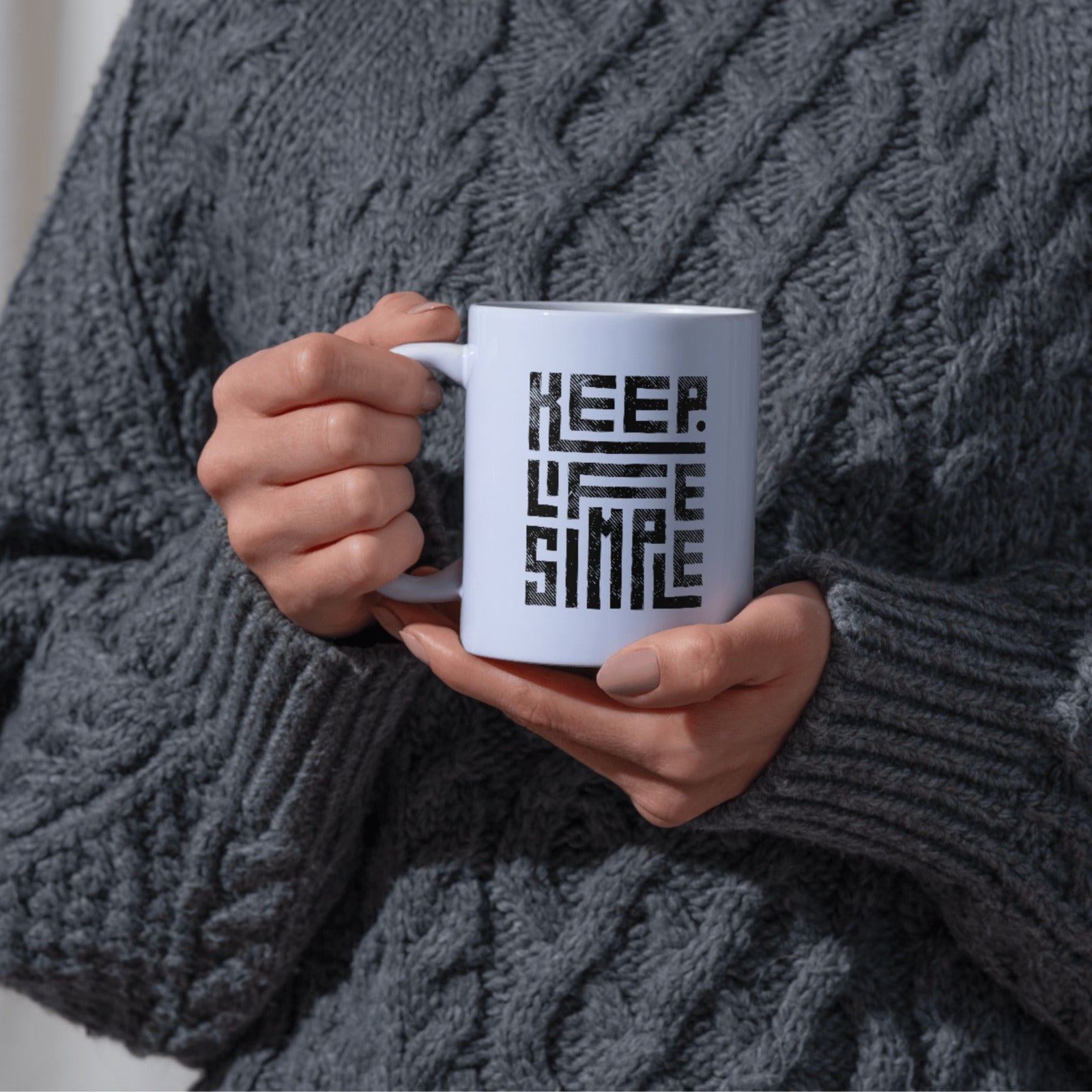 Keep Life Simple Ceramic Coffee Mug | Bold Minimalist Typography Design