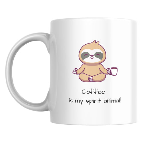 Coffee Is My Spirit Animal Ceramic Mug | Cute Sloth Coffee Lover Gift
