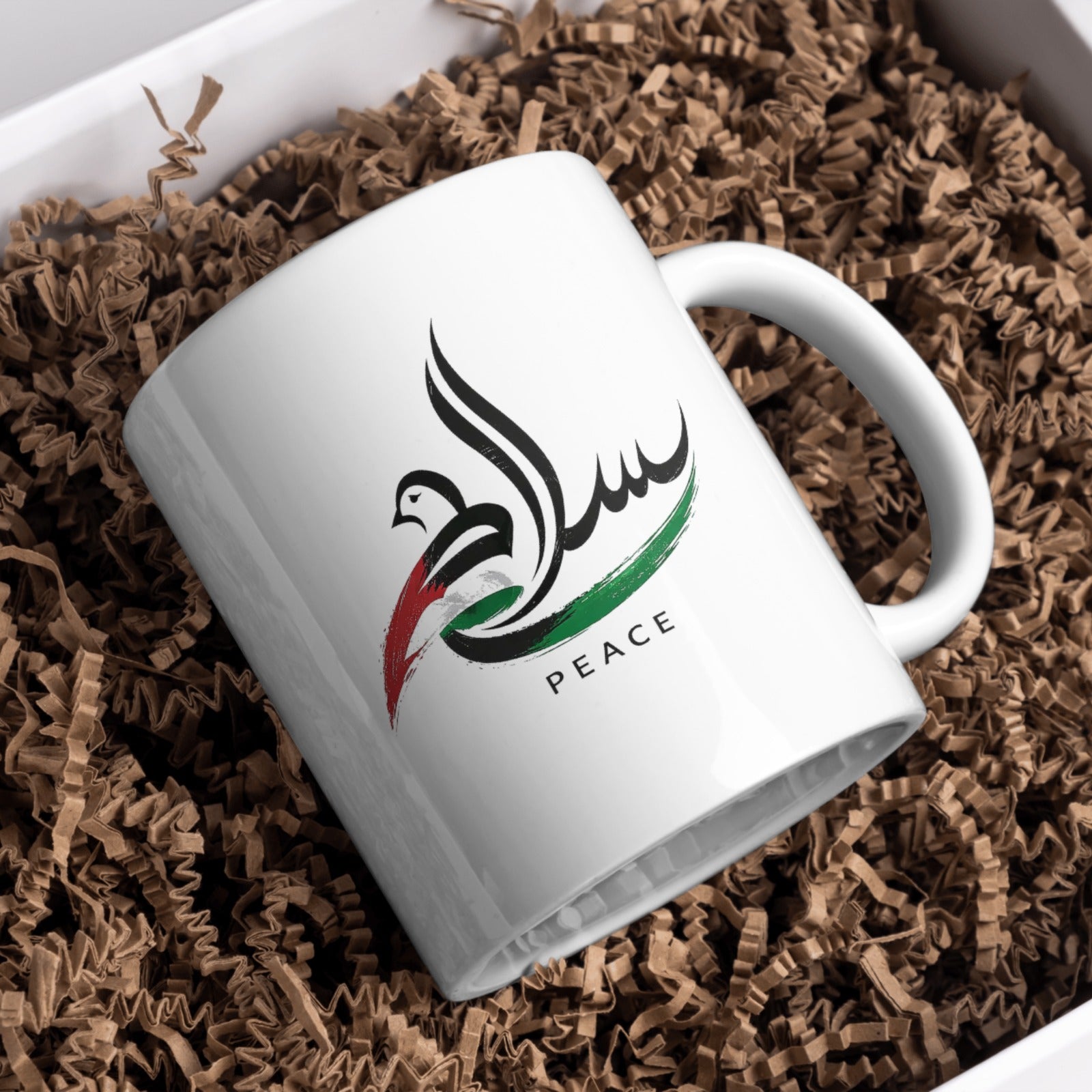 سلام - Salam Peace | Arabic Calligraphy Palestine Dove Design Mug