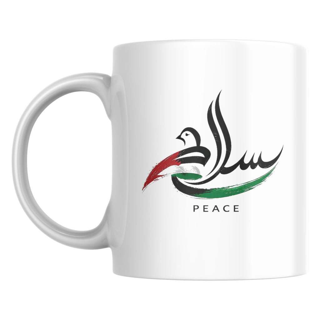 سلام - Salam Peace | Arabic Calligraphy Palestine Dove Design Mug