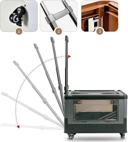 Collapsible Outdoor Camping Car Storage Box with Wheels & Pull Rod Handle