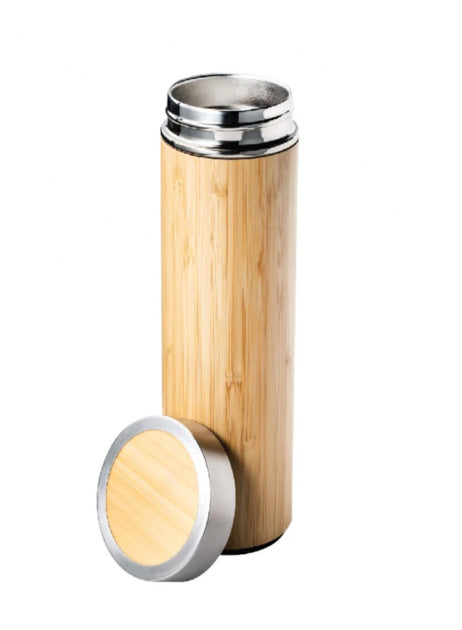 Double Wall Bamboo Vacuum Flask with Tea Infuser