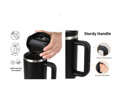Insulated Stainless Steel Tumbler with Handle, Lid & Straw