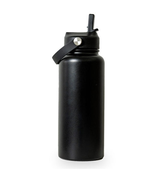 Insulated Stainless Steel Tumbler Bottle with Carry Handle & Straw