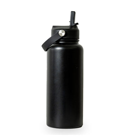 Insulated Stainless Steel Tumbler Bottle with Carry Handle & Straw